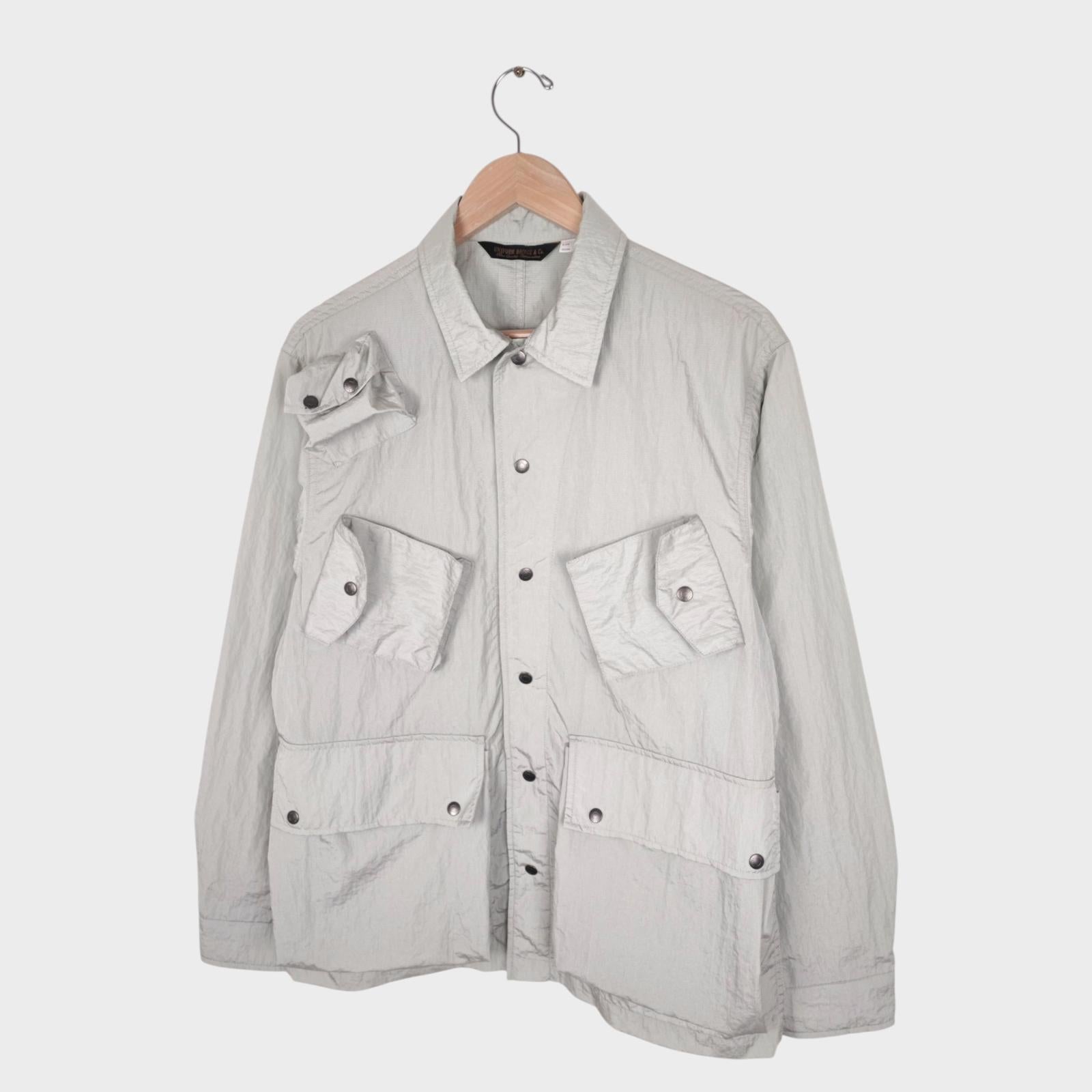 UNIFORM BRIDGE Men's Off-White/Light Grey Waterproof Nylon Utility Jacket