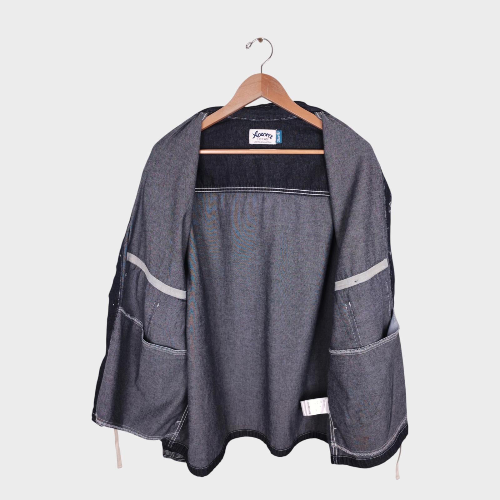 AOZORA BLUE HEAVEN Japan Men's Dark Blue Oversized Utility Denim Jacket