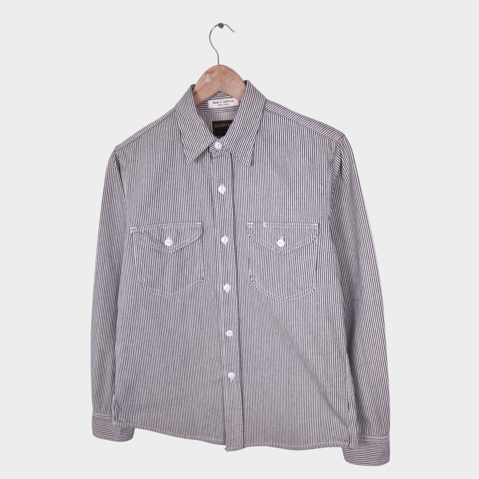 SUGAR CANE Men's Made in USA Striped Work Shirt