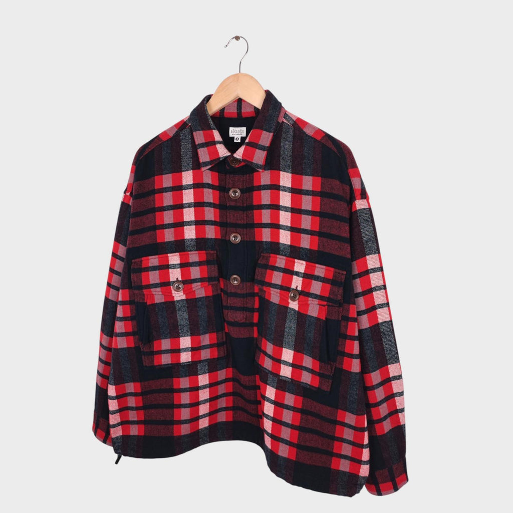 AOZORA BLUE HEAVEN Japan Men's Oversized Fit Checked Oversized Fit Smock