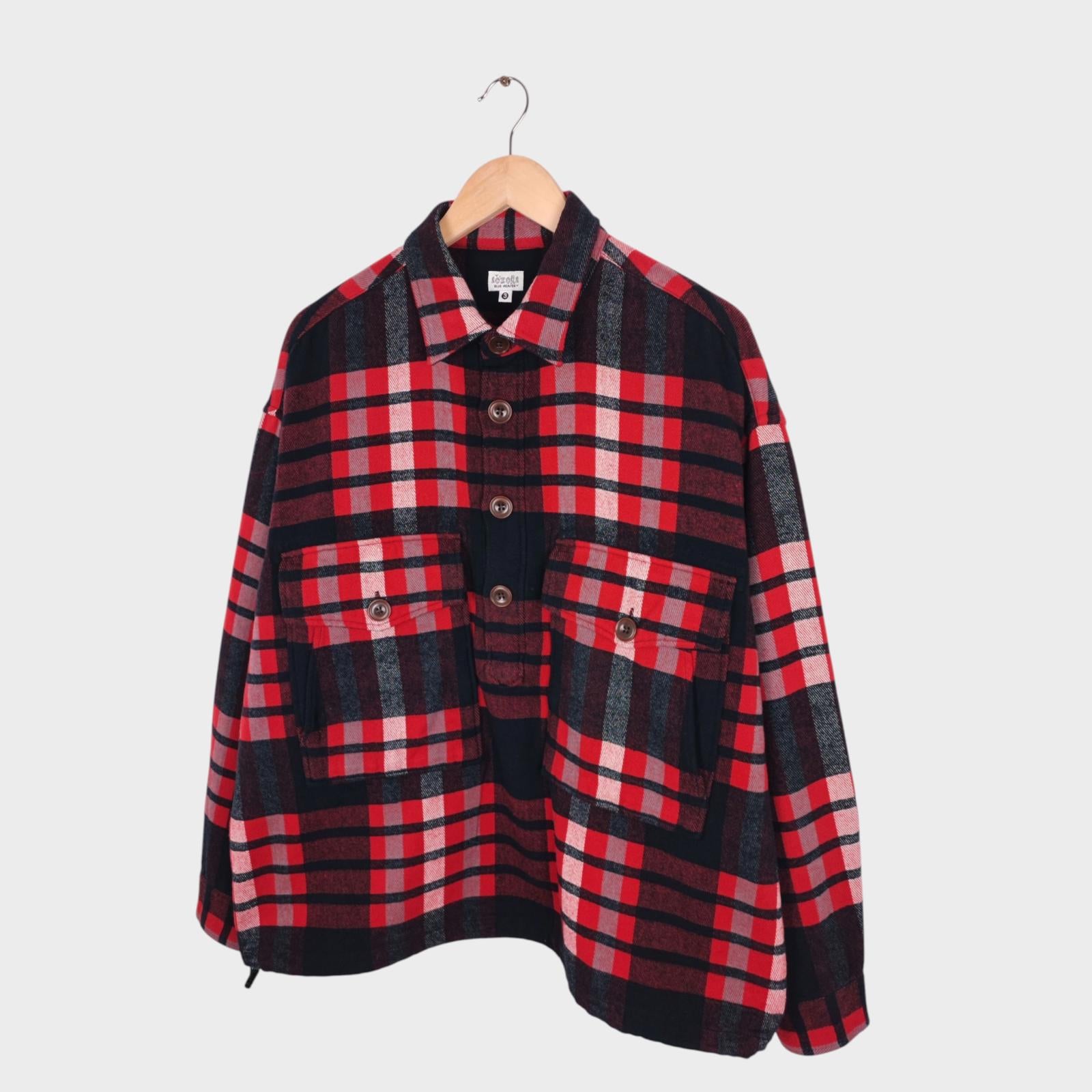 AOZORA BLUE HEAVEN Japan Men's Oversized Fit Checked Oversized Fit Smock