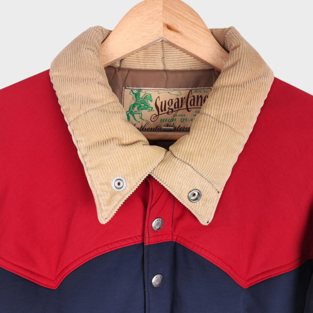 SUGAR CANE Men's Navy/Red Hooded 60/40 Cotton Nylon Padded Jacket