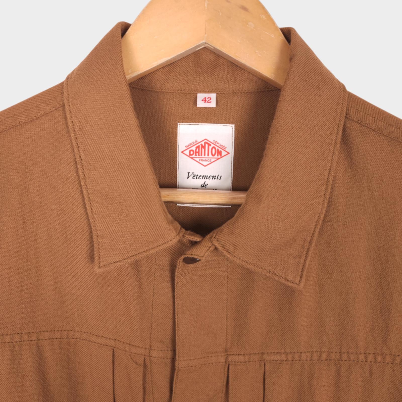 DANTON Men's Brown Lightweight Cotton Overshirt Jacket