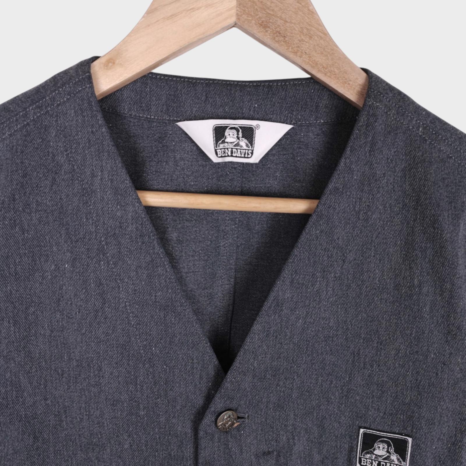 BEN DAVIS Men's Made in Japan Grey V-Neck Chore Jacket