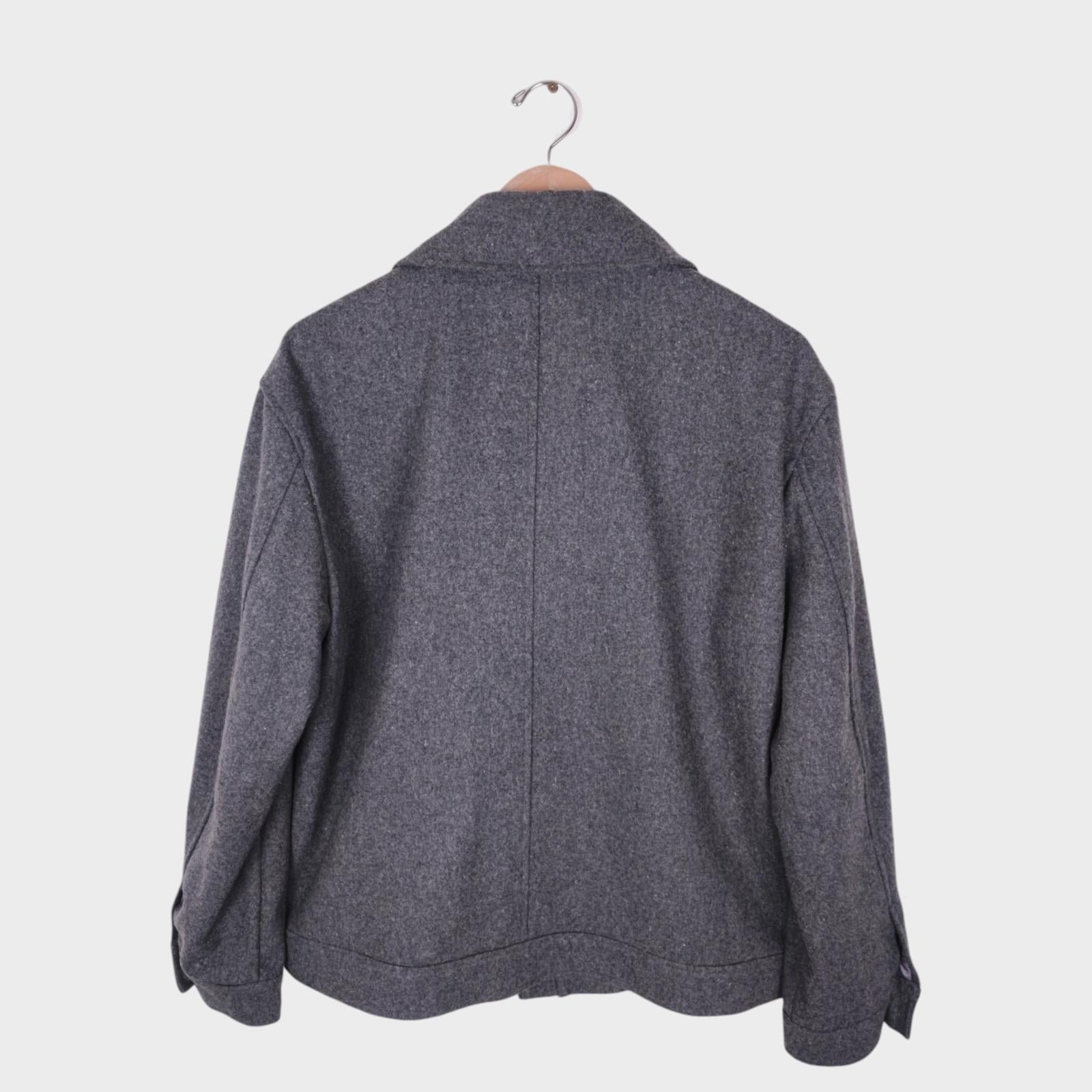 FRIZMWORKS Men's Grey Wool Blend Minimal Melton Jacket