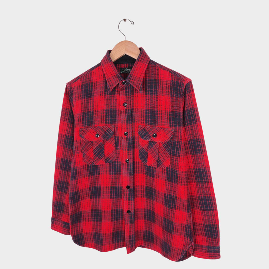 SUGAR CANE Men's Made in Japan Red Checked Soft Twill Work Shirt