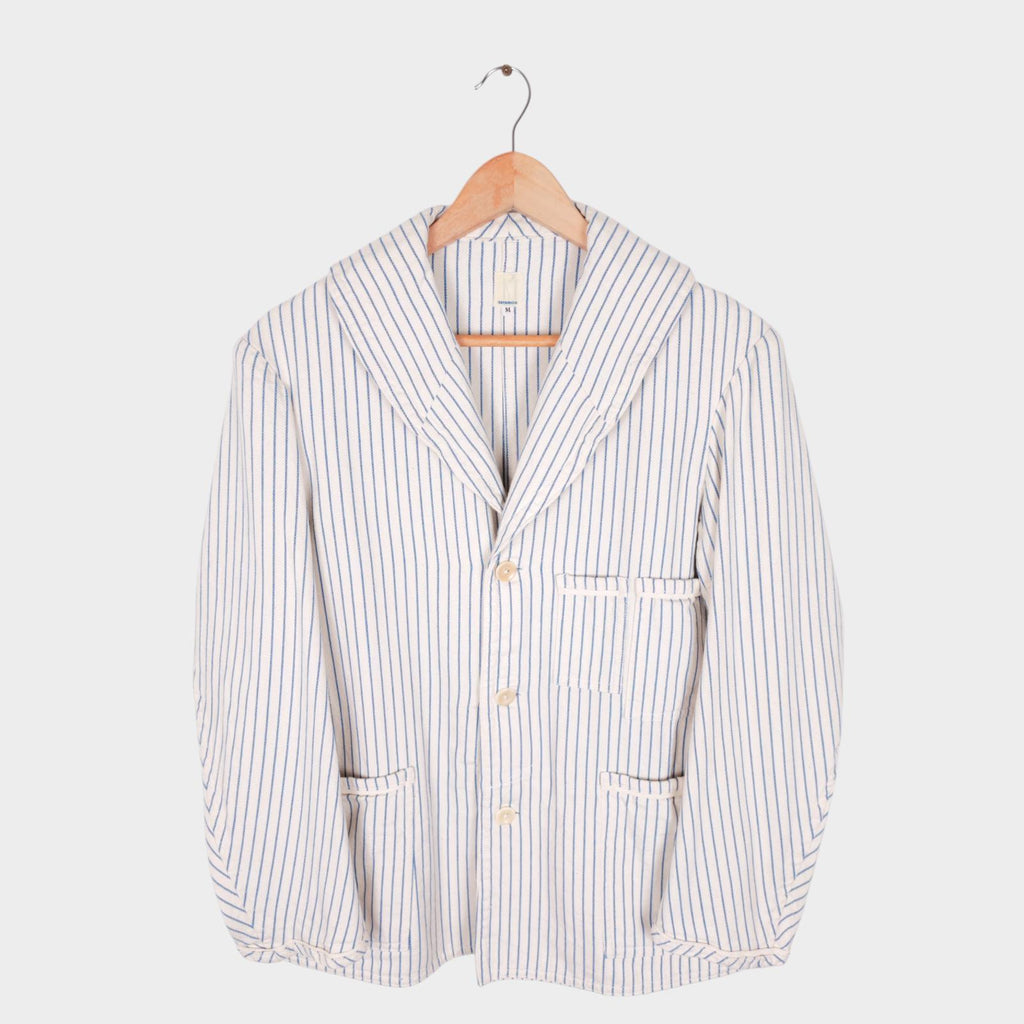 TATAMIZE Men's Made in Japan Striped Shawl Collar Chore Jacket