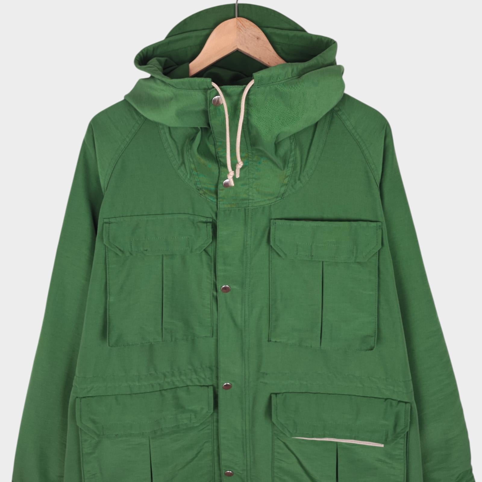 BEAMS PLUS Men's Green 60/40 Cotton Blend Hooded Mountain Parka Jacket