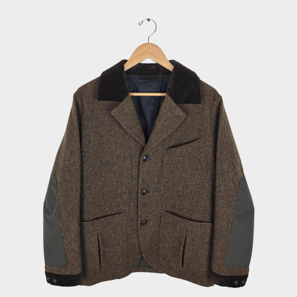 NORBIT BY HIROSHI NOZAWA Men's Khaki Green 100% Wool Tweed Hybrid Fielders Jacket