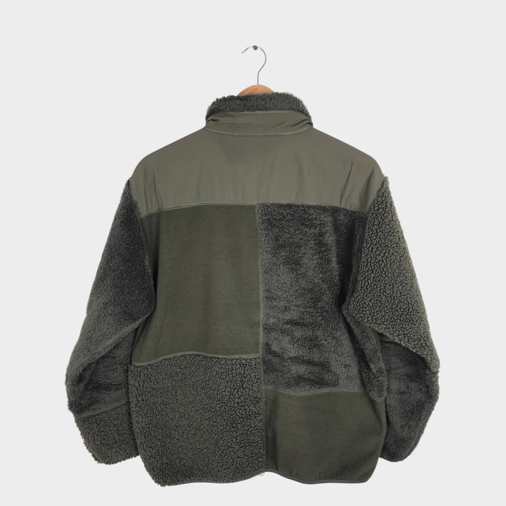 ENGINEERED GARMENTS x UNIQLO Men's Khaki Green Patchwork Fleece Zip Jacket