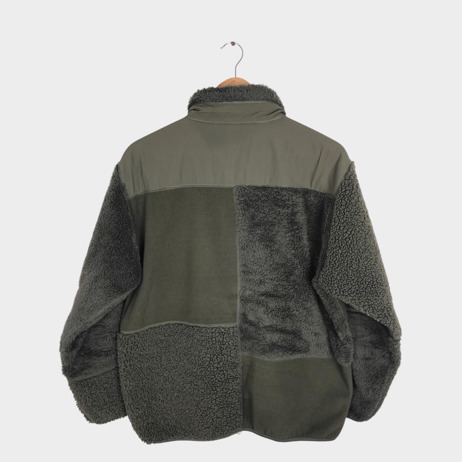 ENGINEERED GARMENTS x UNIQLO Men's Khaki Green Patchwork Fleece Zip Jacket