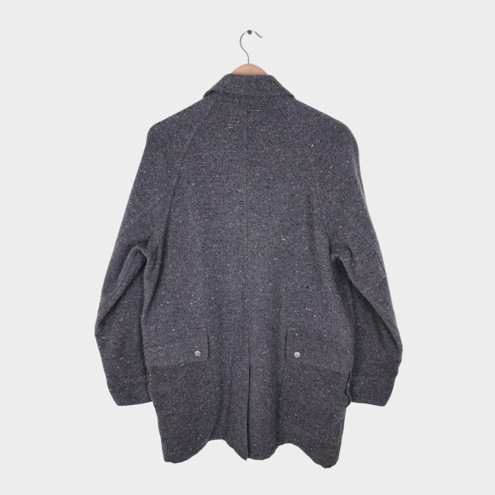 SASSAFRAS Men's Made in Japan Grey Wool Blend Fall Leaf Coat Jacket