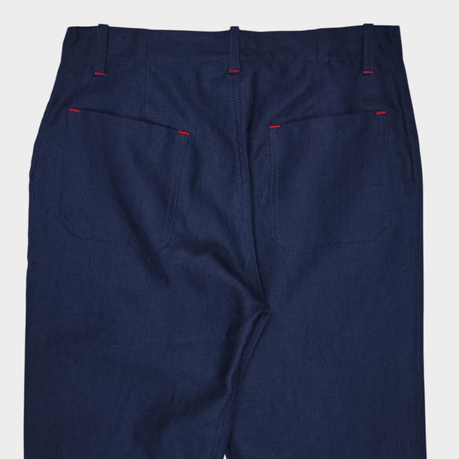 HOLD FAST by OLD TOWN Men's Made in England Navy Linen Trousers