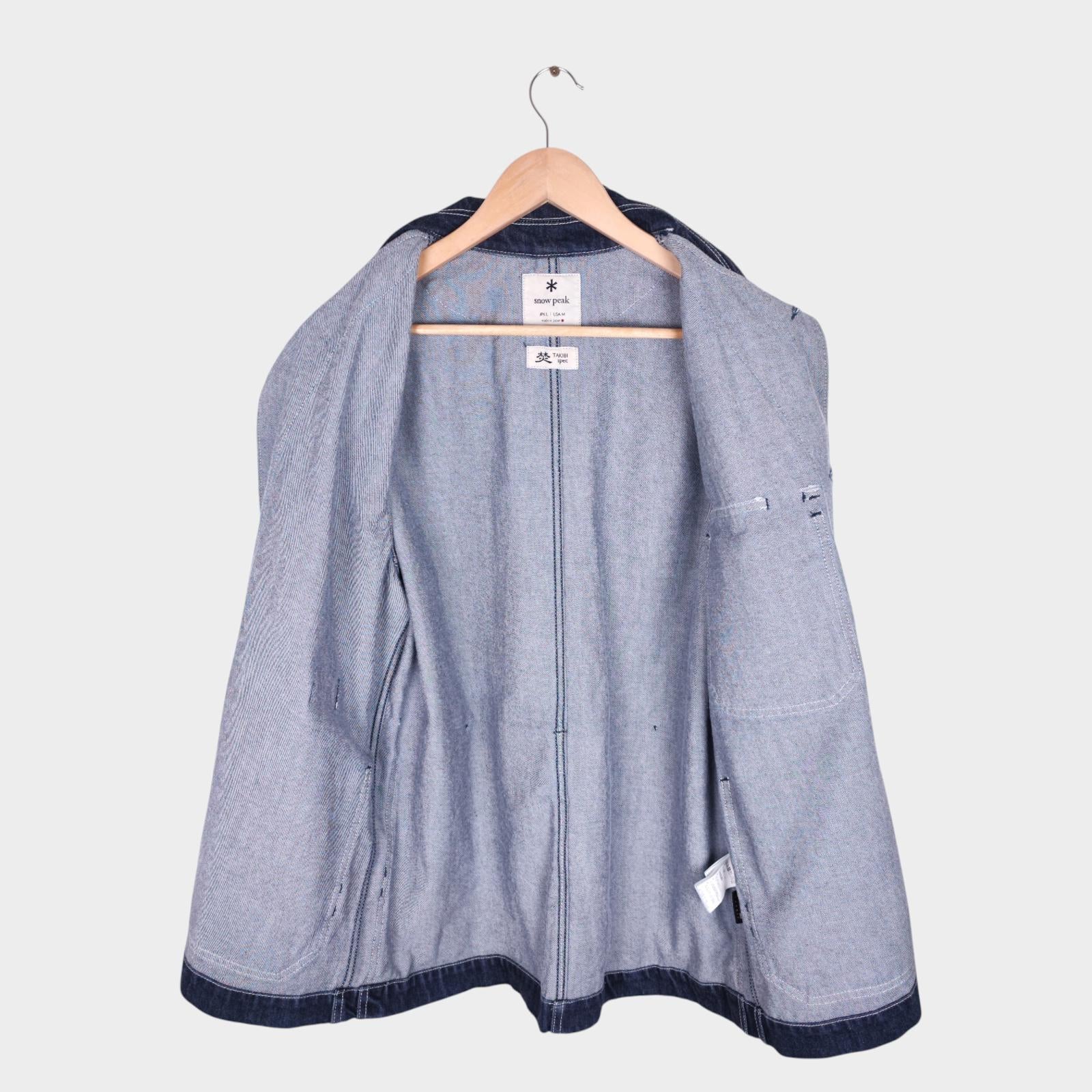 SNOW PEAK Men's Blue Made in Japan Heavyweight Denim Takibi Spec Chore Jacket