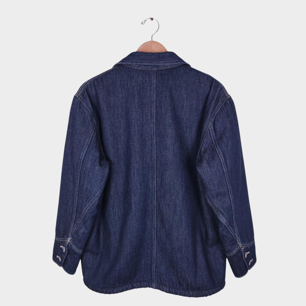 EDWIN Japan Men's Blue Denim Fleece Lined Chore Jacket