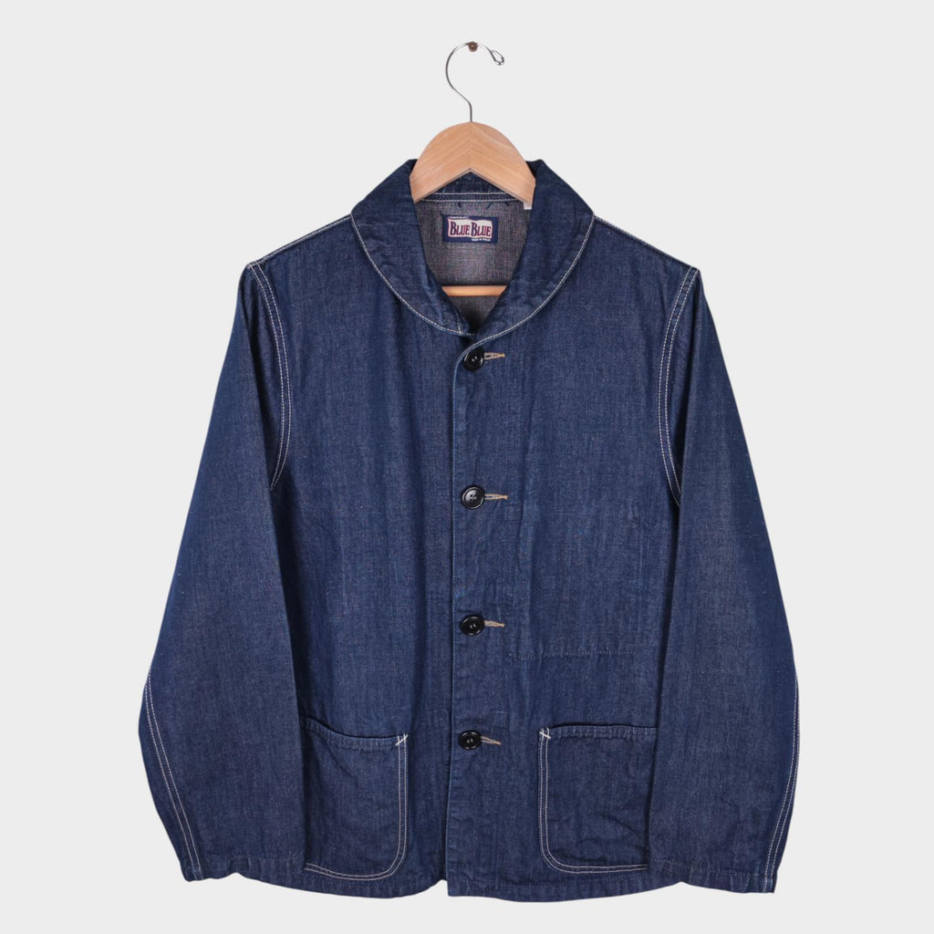 BLUE BLUE JAPAN Men's Made in Japan Blue Denim Shawl Collar Cotton Chore Jacket