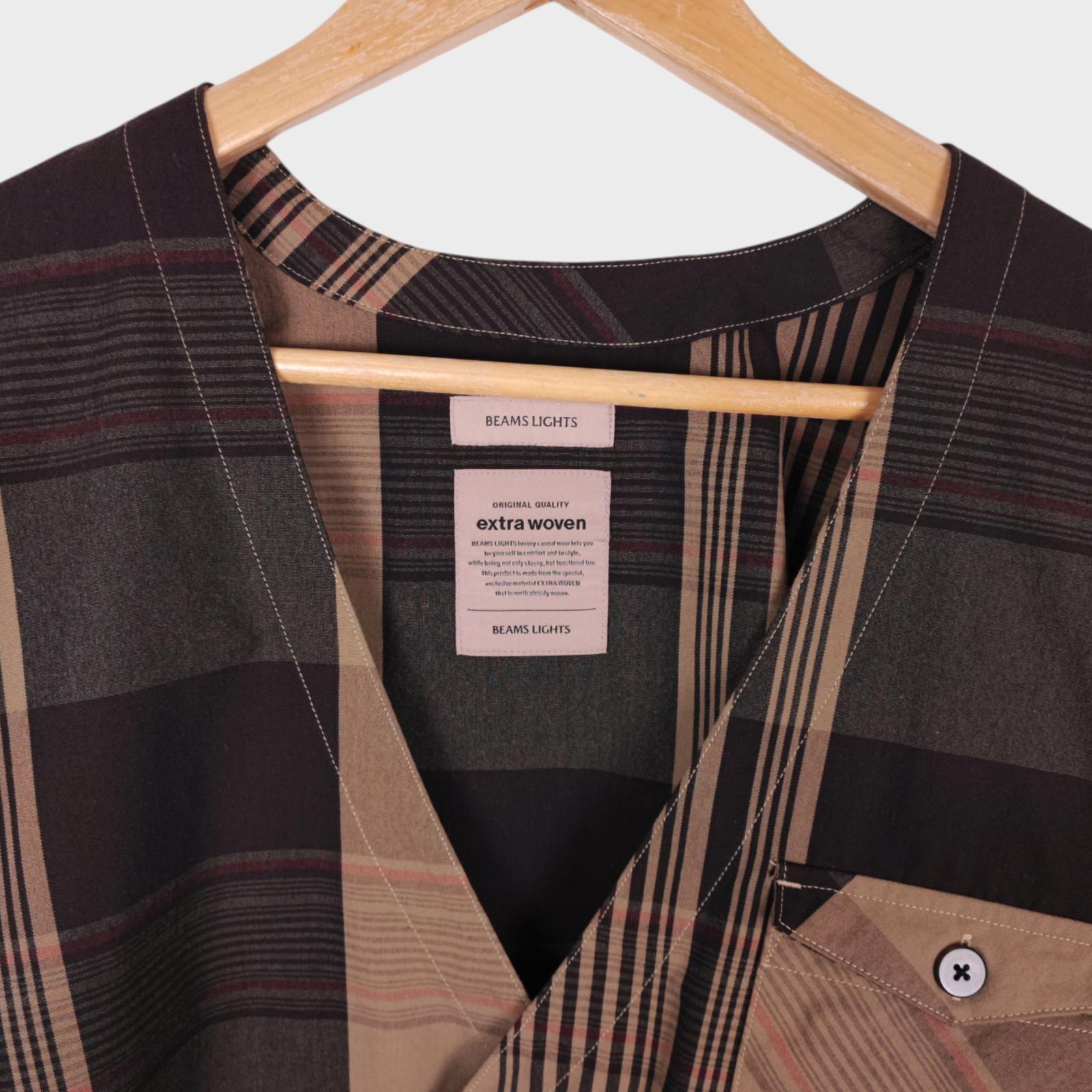 BEAMS Lights Men's Oversized Fit Checked Cardigan Jacket