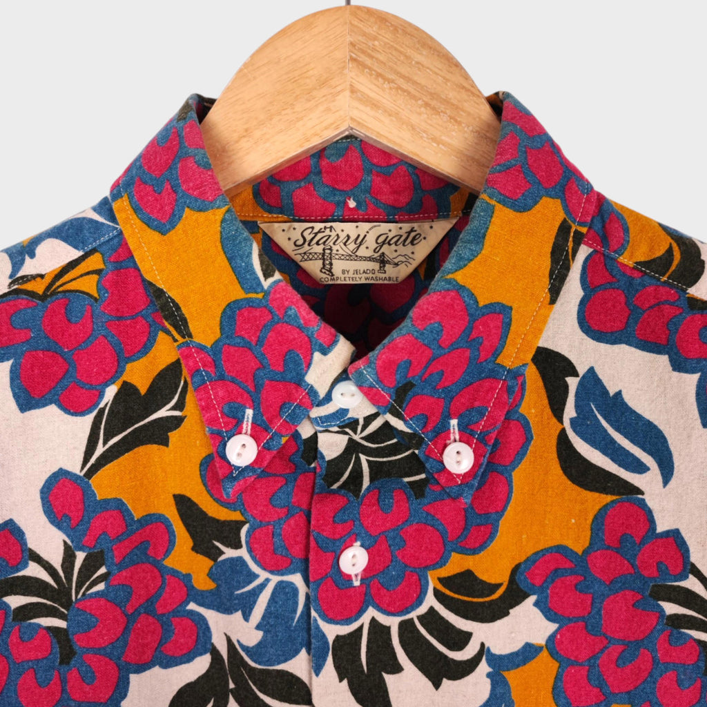 JELADO Starry Gate Men's Made in Japan Floral Print Linen Cotton Blend Shirt