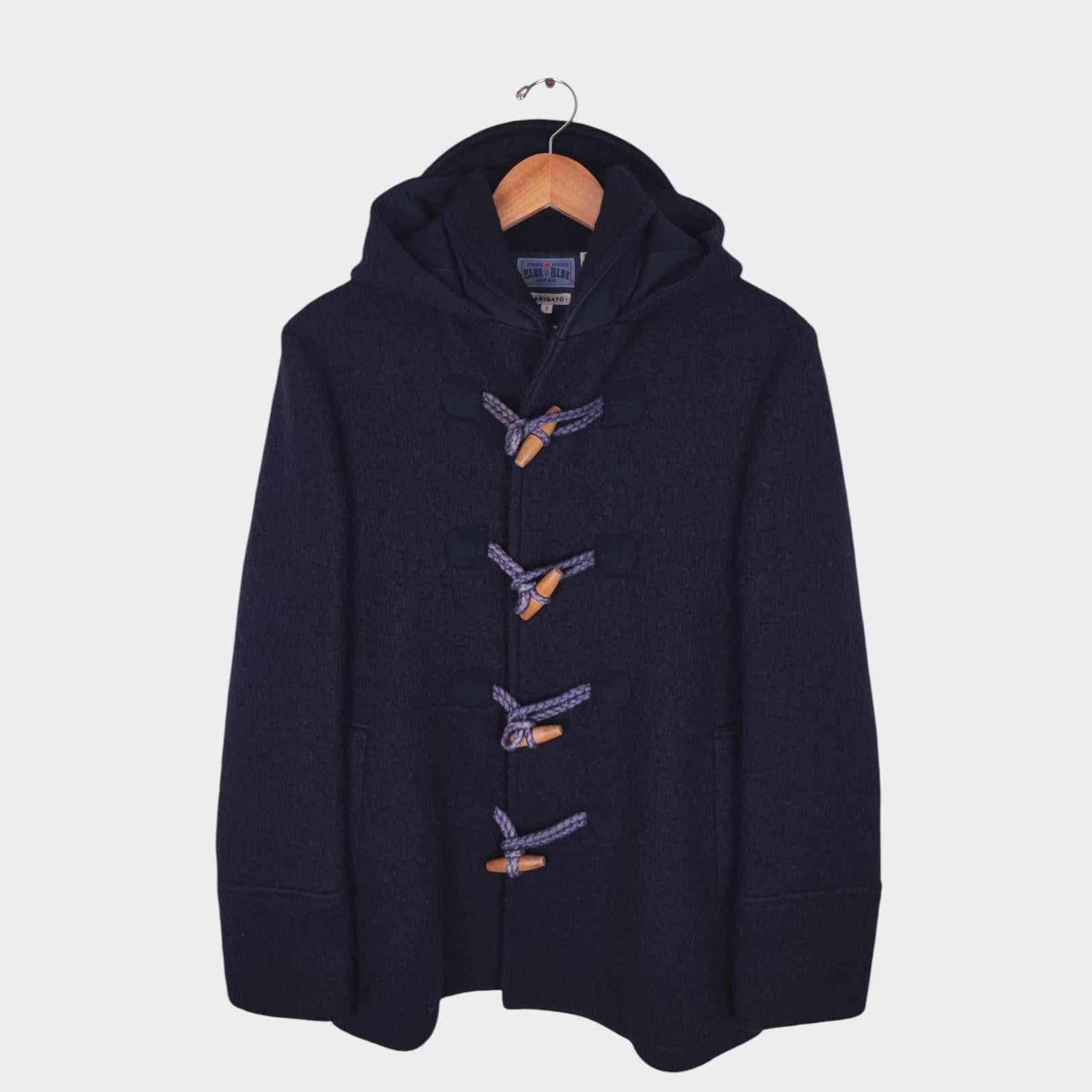 BLUE BLUE JAPAN Men's Made in Japan Dark Navy Heavyweight Wool Duffle Coat