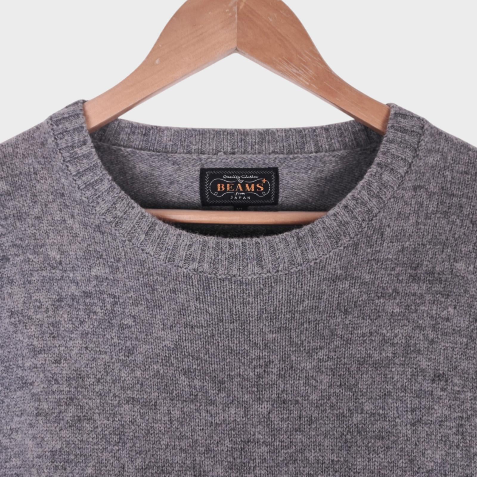 BEAMS PLUS Men's Grey 100% Wool Jumper