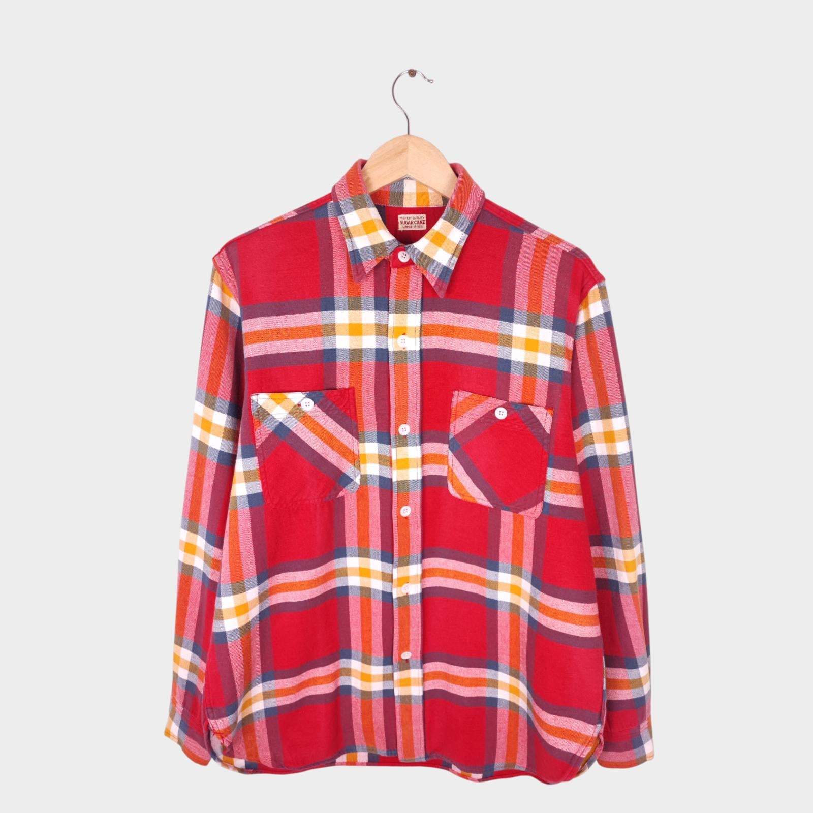 SUGAR CANE Men's Made in Japan Multicoloured Checked Work Shirt