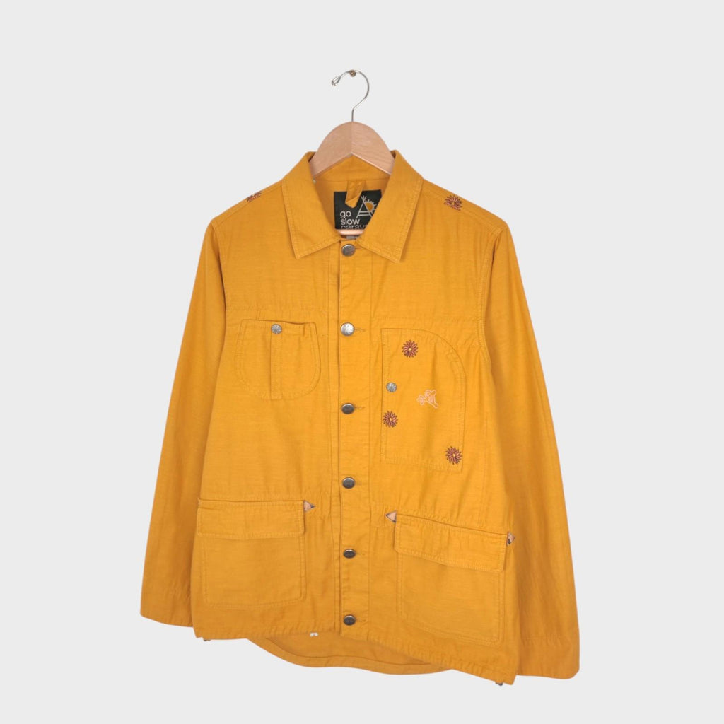 GO SLOW CARAVAN Men's Yellow Embroidered Chore Jacket