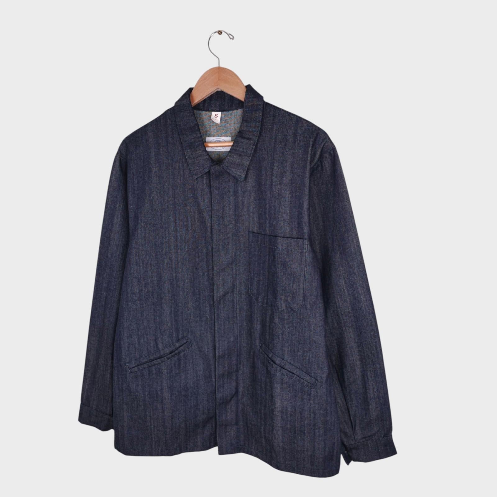 NOSTALGIC GARAGE Men's Blue Made in Italy Denim Chore Jacket