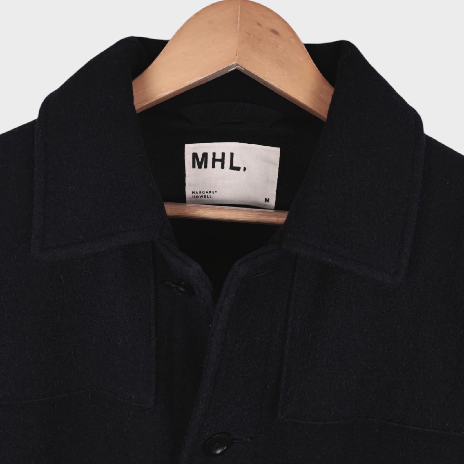 MHL MARGARET HOWELL Men's Black Heavyweight 100% Wool Coat
