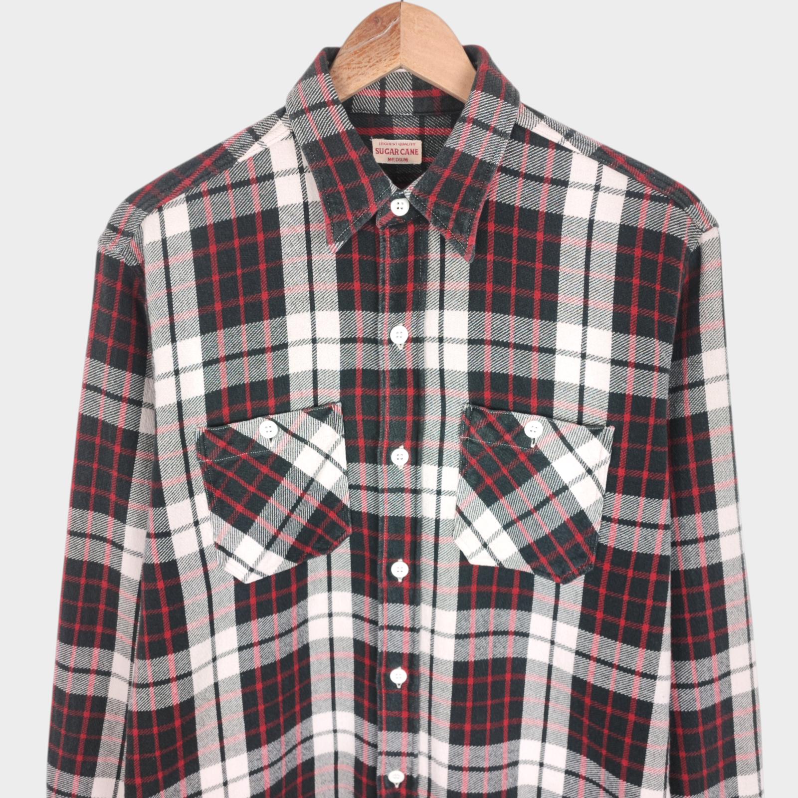 SUGAR CANE Men's Made in Japan Multicoloured Checked Soft Twill Work Shirt