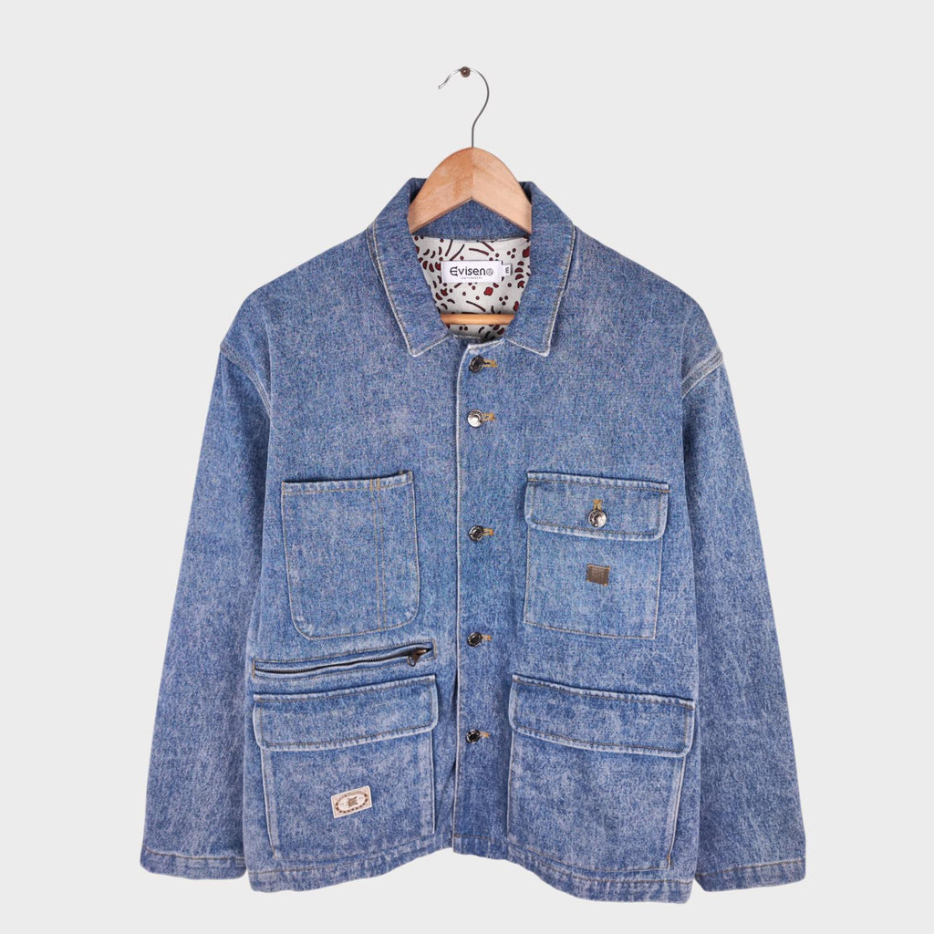 EVISEN SKATEBOARDS Men's Blue Shrimp Denim Chore Jacket
