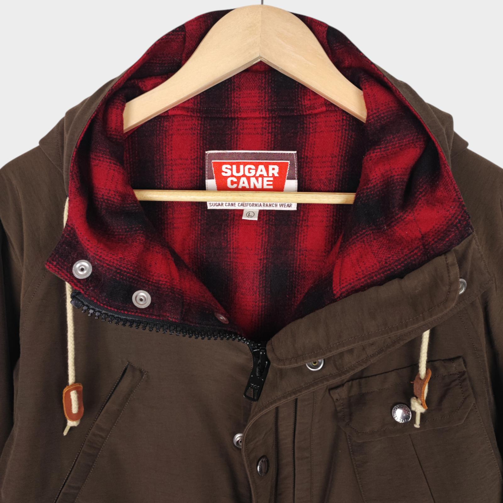 SUGAR CANE Men's Khaki 70/30 Cotton Nylon Wool Blend Lined Mountain Parka Jacket