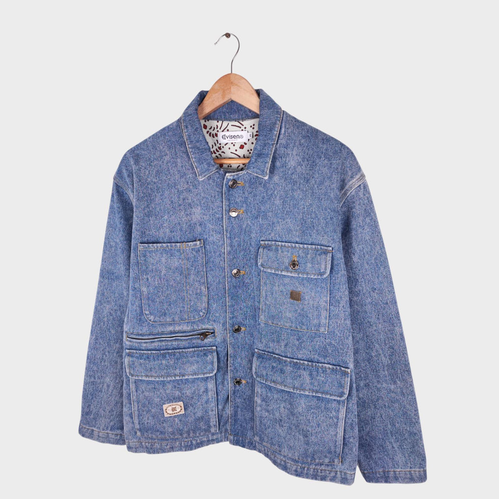 EVISEN SKATEBOARDS Men's Blue Shrimp Denim Chore Jacket