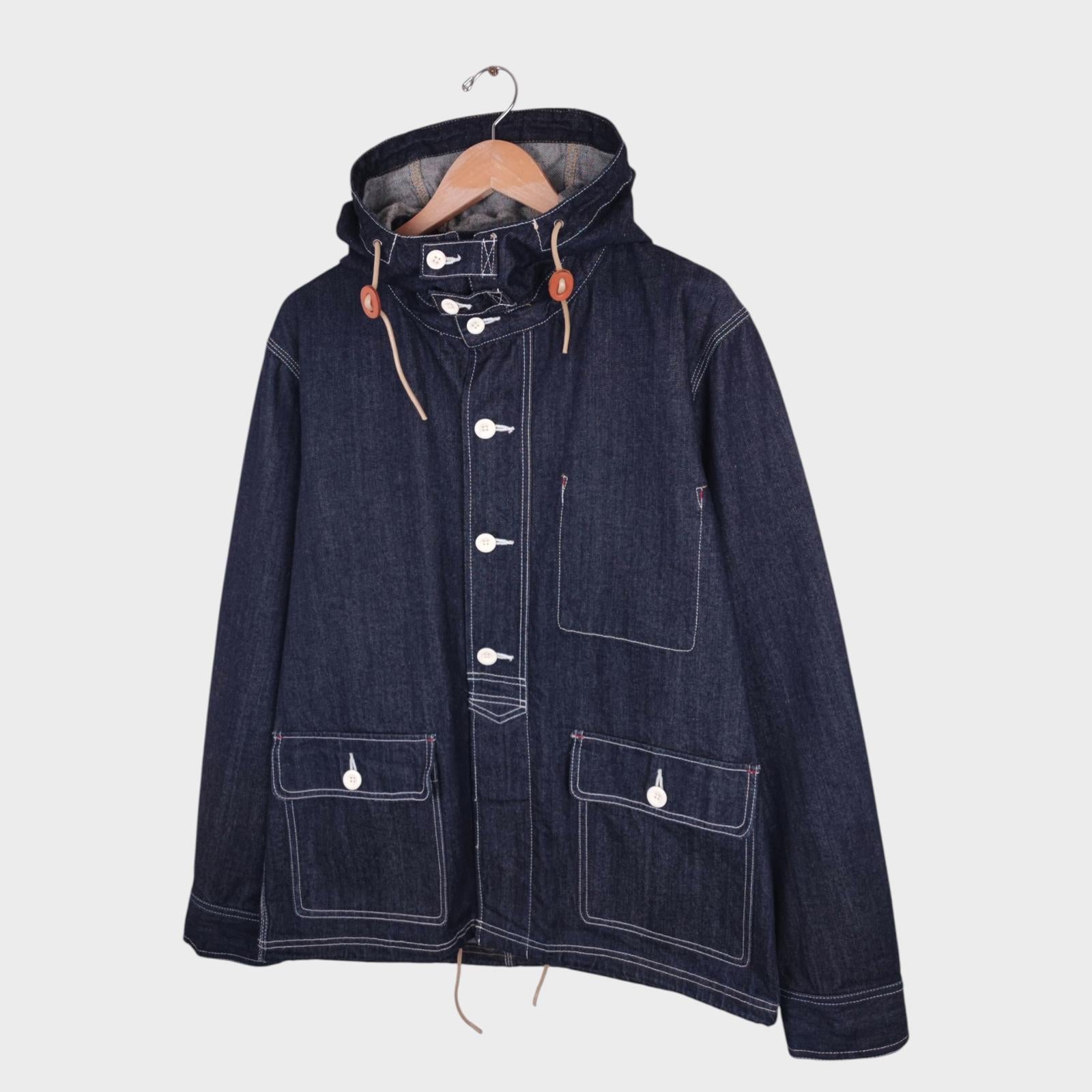 BACK NUMBER Men's Blue Heavyweight Japanese Denim Naval Parka Jacket