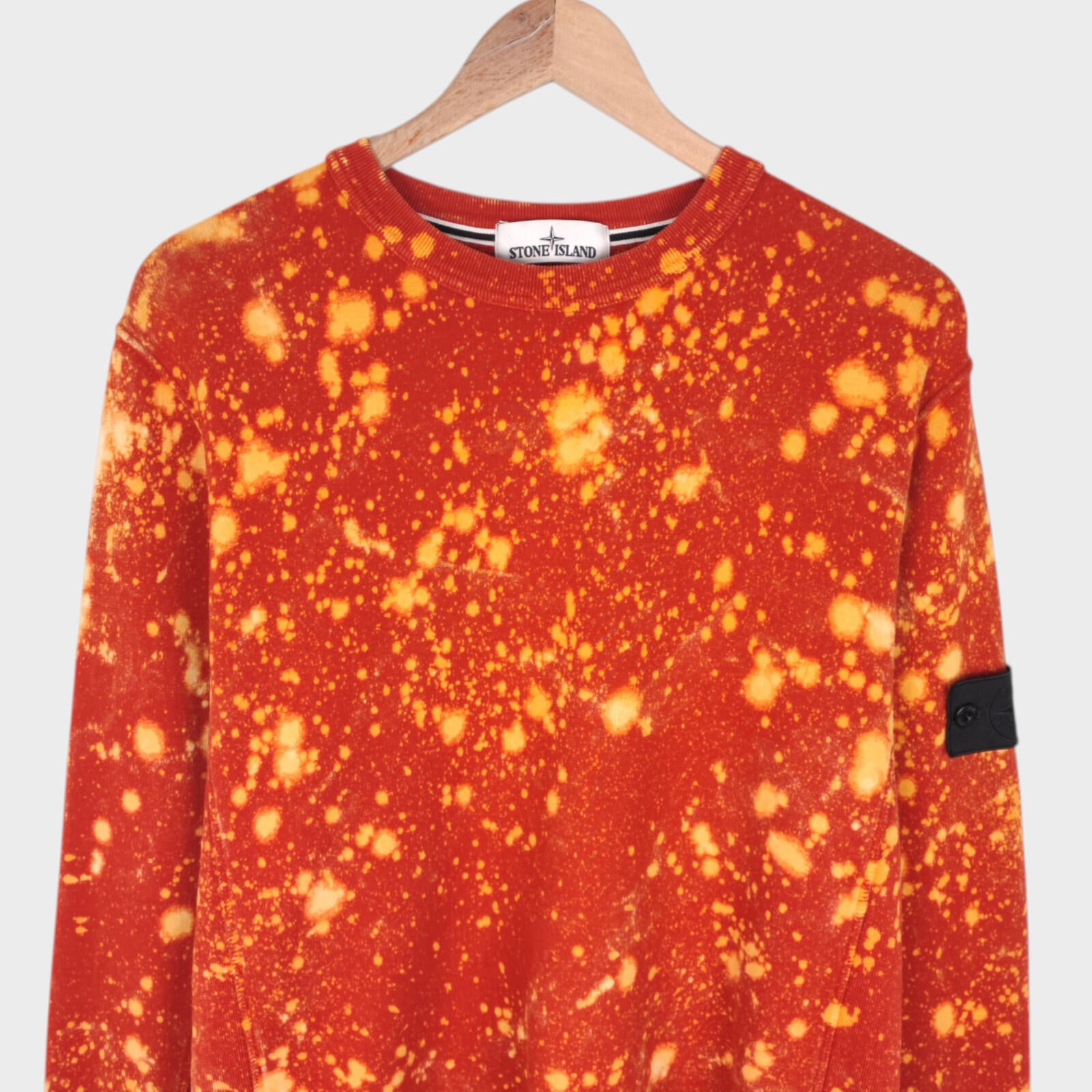STONE ISLAND Men's Red/Orange Custom Acid Dye Compass Badge Sweatshirt