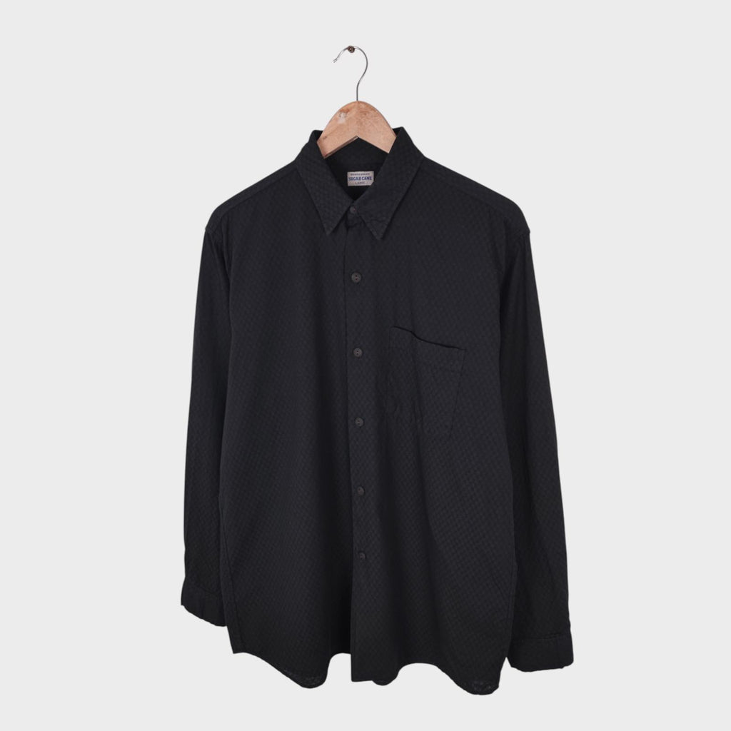 SUGAR CANE Men's Made in Japan Black Knitted Pattern Shirt