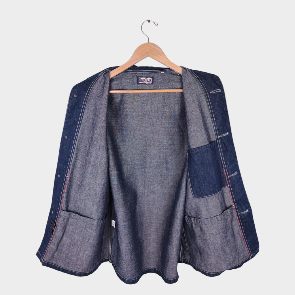 BLUE BLUE JAPAN Men's Made in Japan Blue Denim Shawl Collar Cotton Chore Jacket