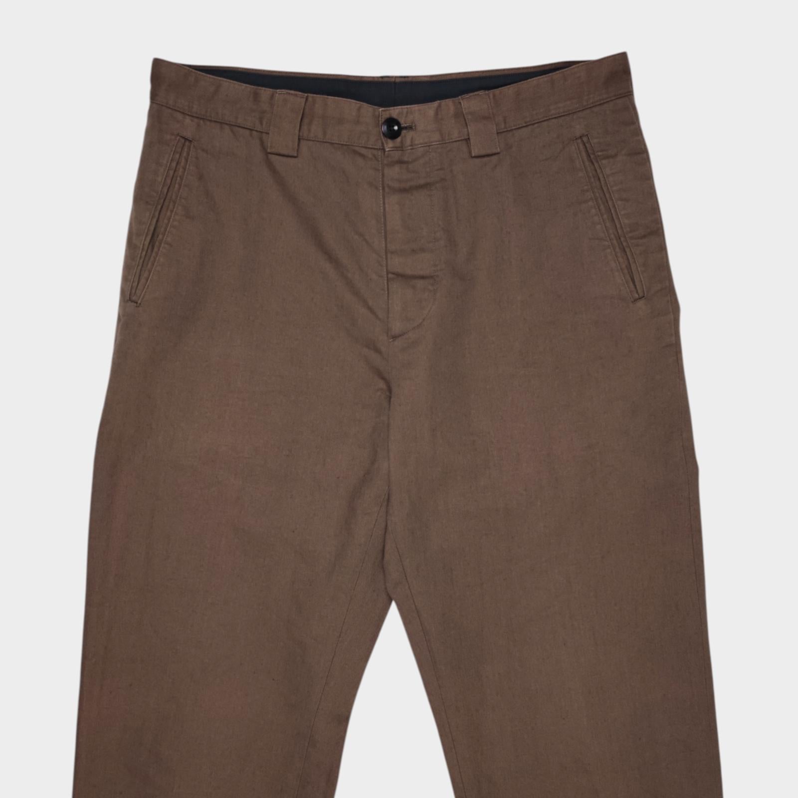 MARGARET HOWELL Men's Khaki Cotton/Linen Chino Trousers