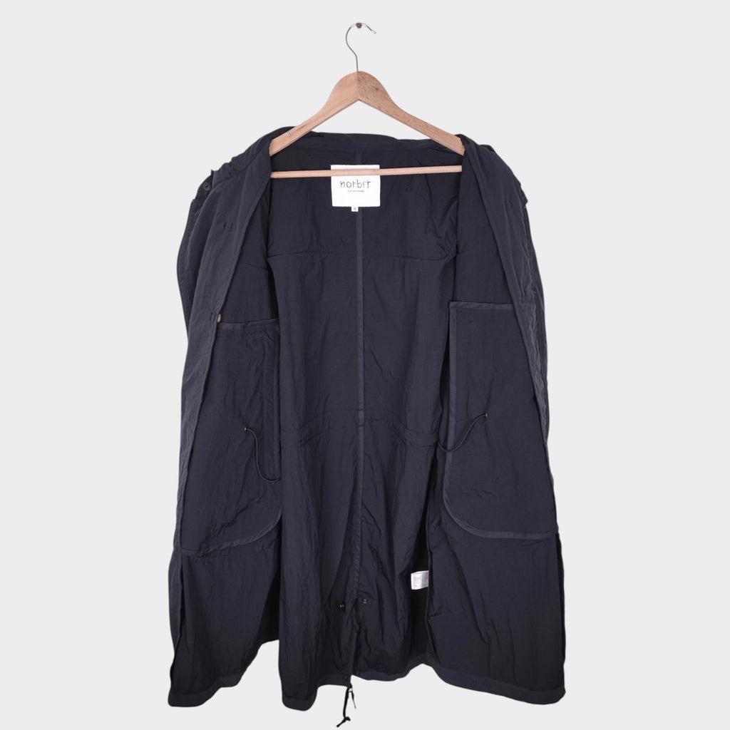 NORBIT BY HIROSHI NOZAWA Men's Grey Water Repellent Nylon Duffle Mod Coat Jacket