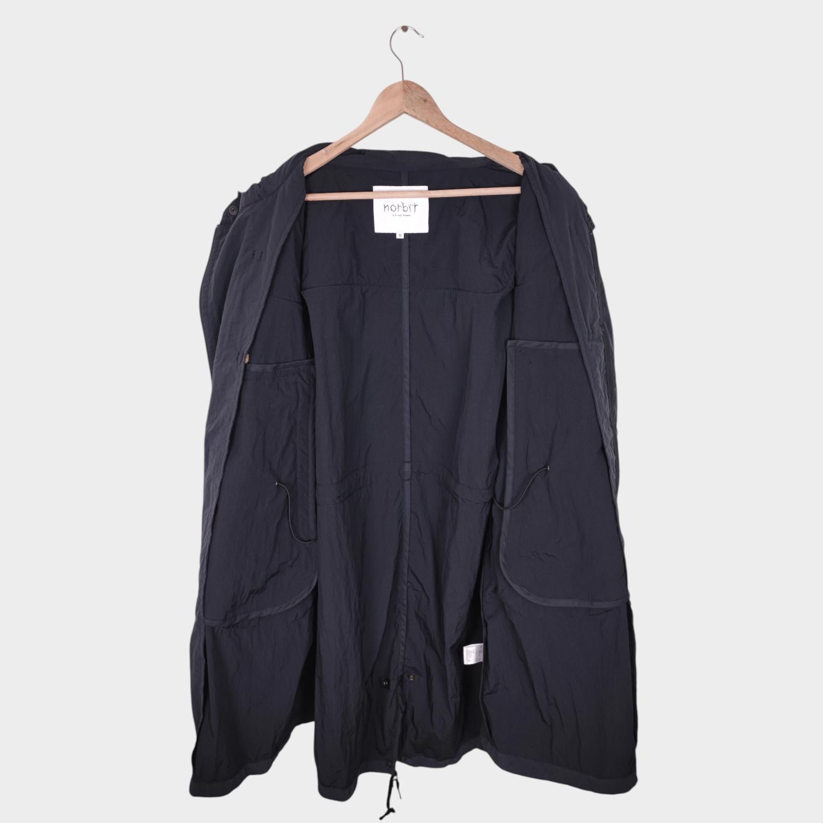 NORBIT BY HIROSHI NOZAWA Men's Grey Water Repellent Nylon Duffle Mod Coat Jacket