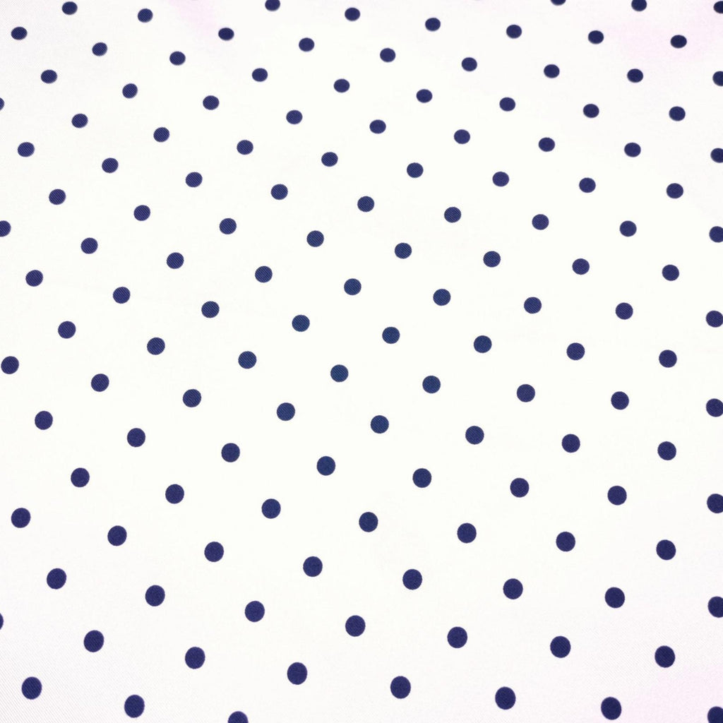 DRAKE'S 100% Silk White/Navy Made in Italy Polka Dot Print Pocket Square