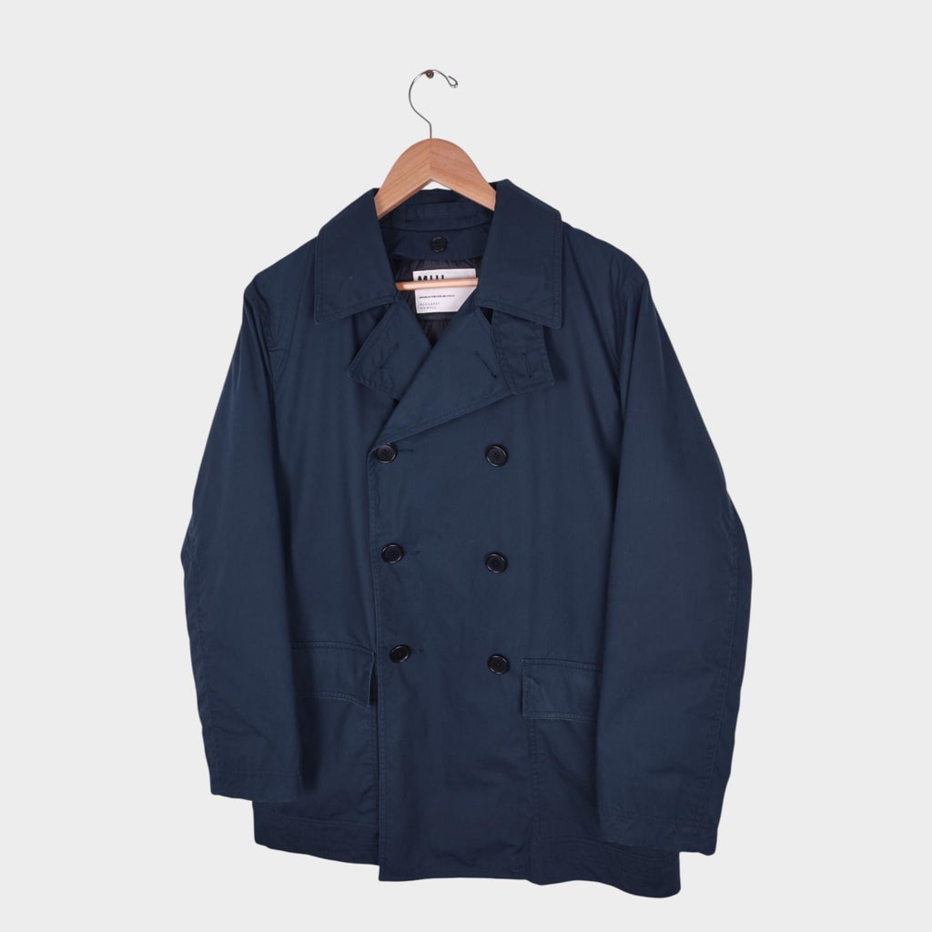MHL MARGARET HOWELL Men's Dark Blue Double Breasted Detachable Liner Jacket