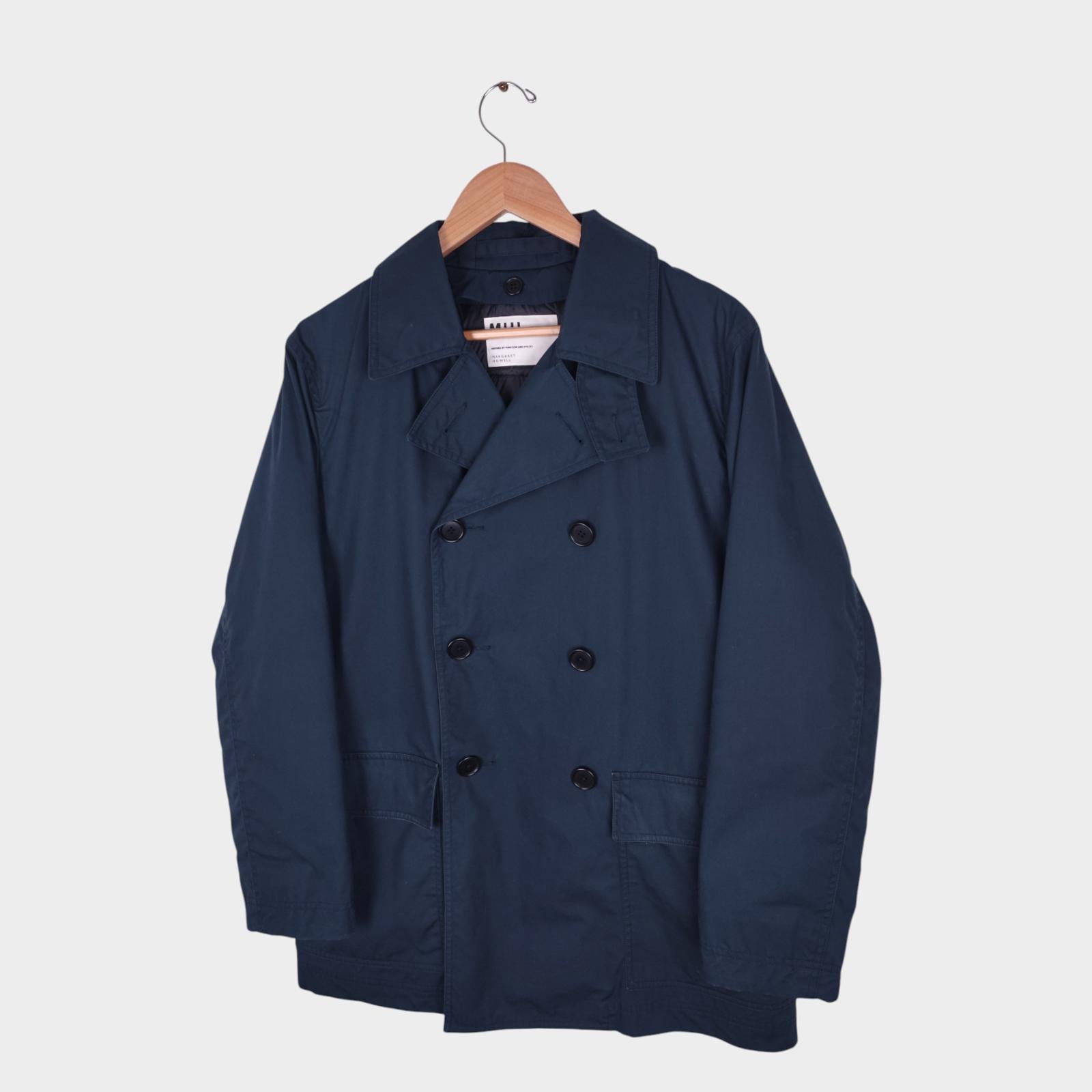 MHL MARGARET HOWELL Men's Dark Blue Double Breasted Detachable Liner Jacket