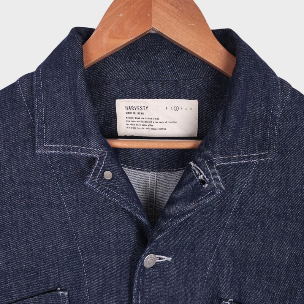 HARVESTY Men's Blue Made in Japan Denim Chore Jacket