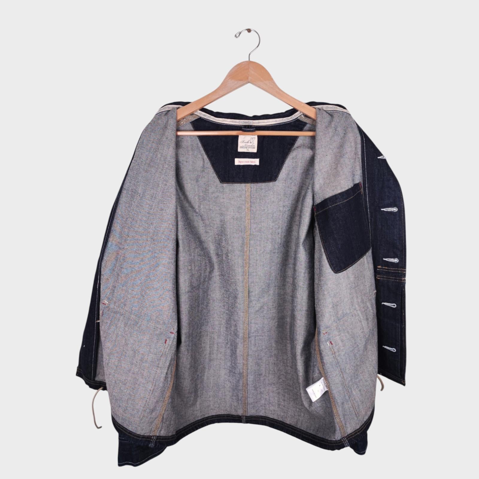 BACK NUMBER Men's Blue Heavyweight Japanese Denim Naval Parka Jacket