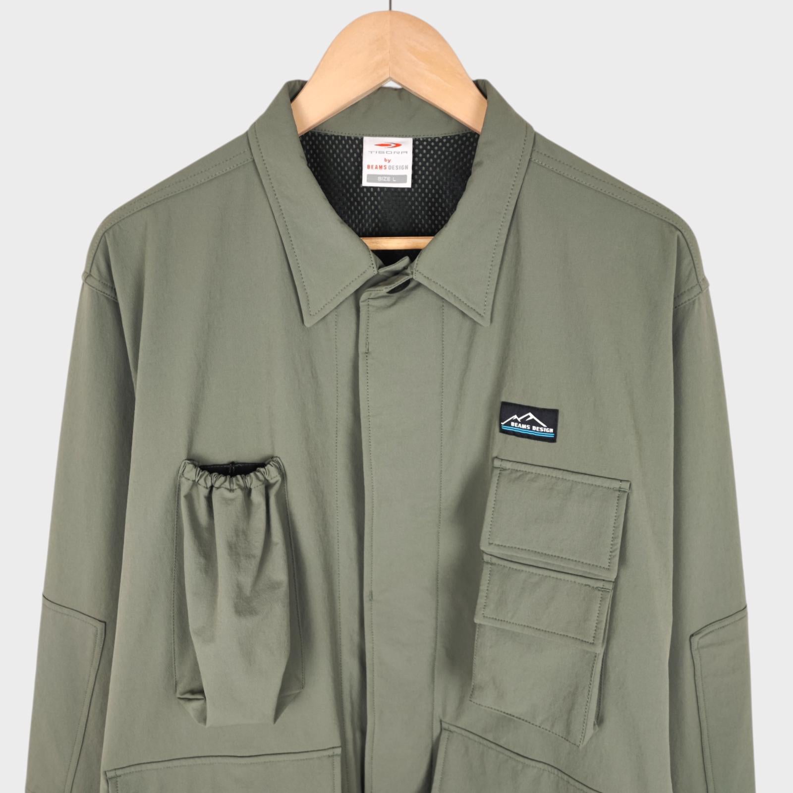 BEAMS x TIGORA Men's Green Water Repellent Utility Jacket