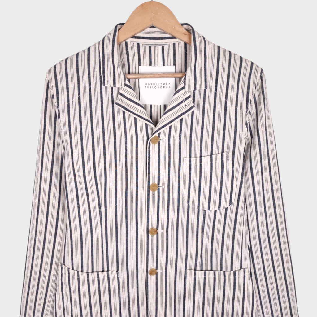 MACKINTOSH PHILOSOPHY Men's Striped Linen/Cotton Lightweight Chore Jacket