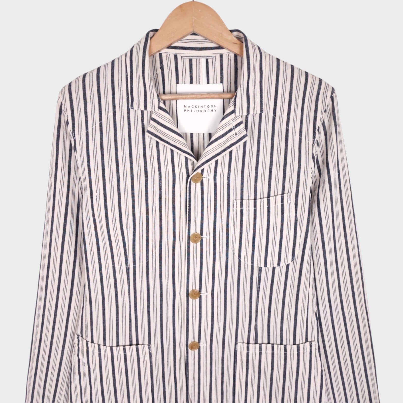 MACKINTOSH PHILOSOPHY Men's Striped Linen/Cotton Lightweight Chore Jacket