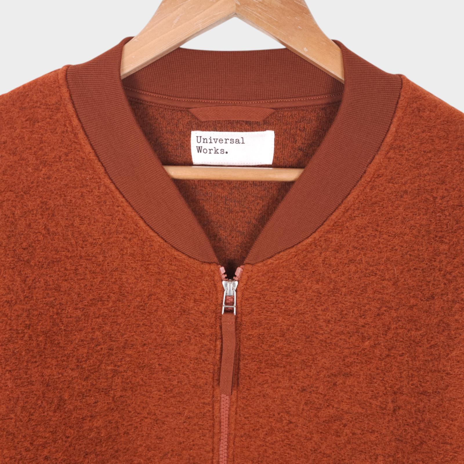 UNIVERSAL WORKS Men's Burnt Orange Wool Fleece Bomber Jacket