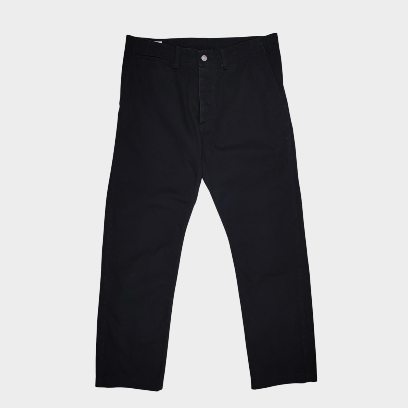 SASSAFRAS Men's Made in Japan Black Heavyweight Duck Canvas Cotton Trousers