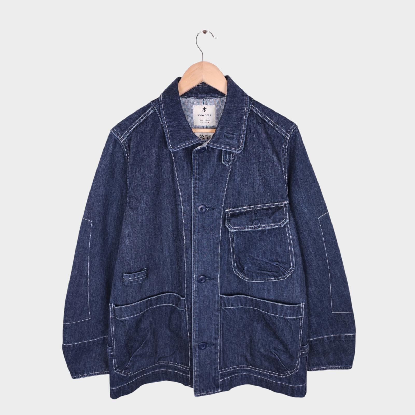 SNOW PEAK Men's Blue Made in Japan Heavyweight Denim Takibi Spec Chore Jacket